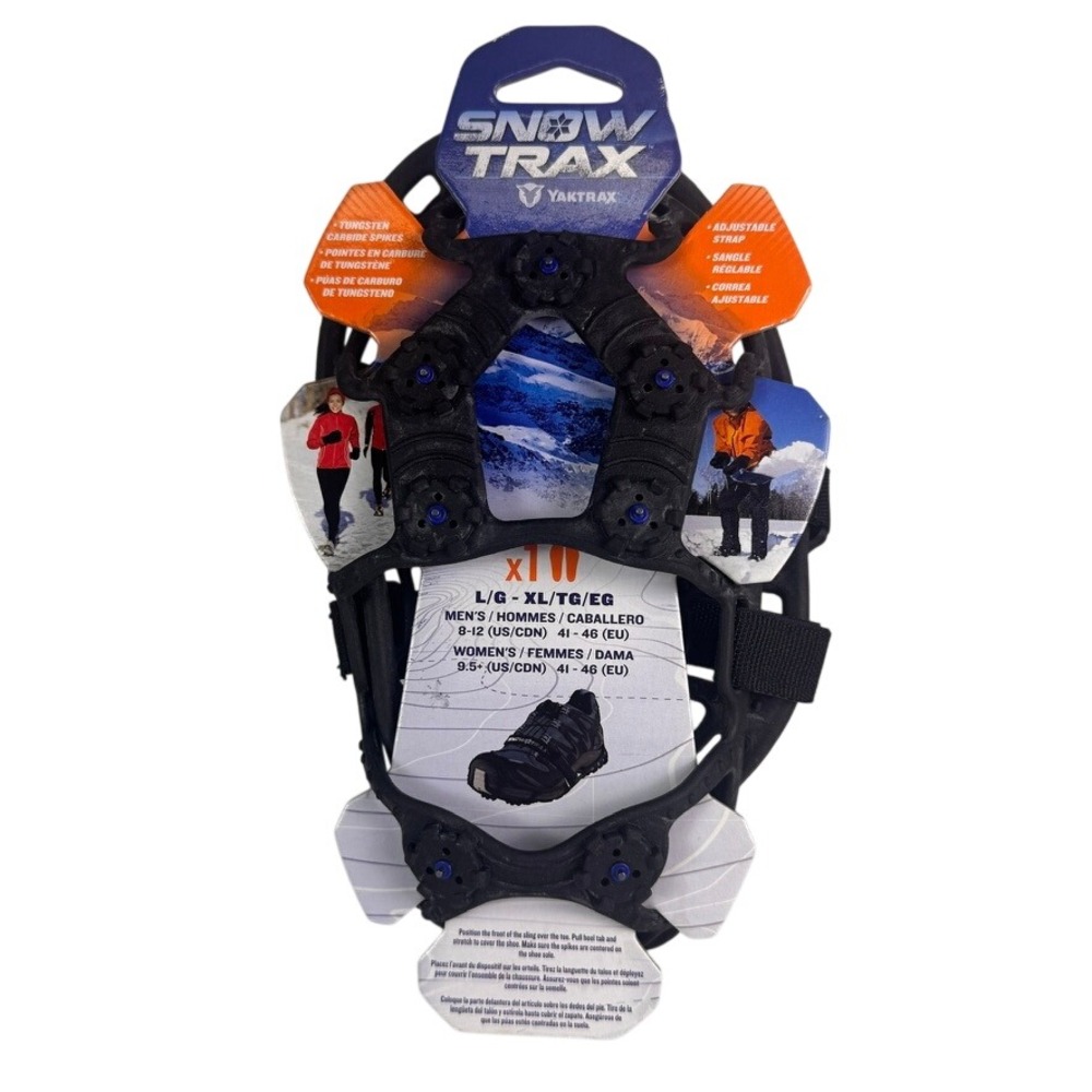 Yaktrax Snow Trax Ice Cleats Tungsten Carbide Spikes Large XL Black‎ New x1 Pair